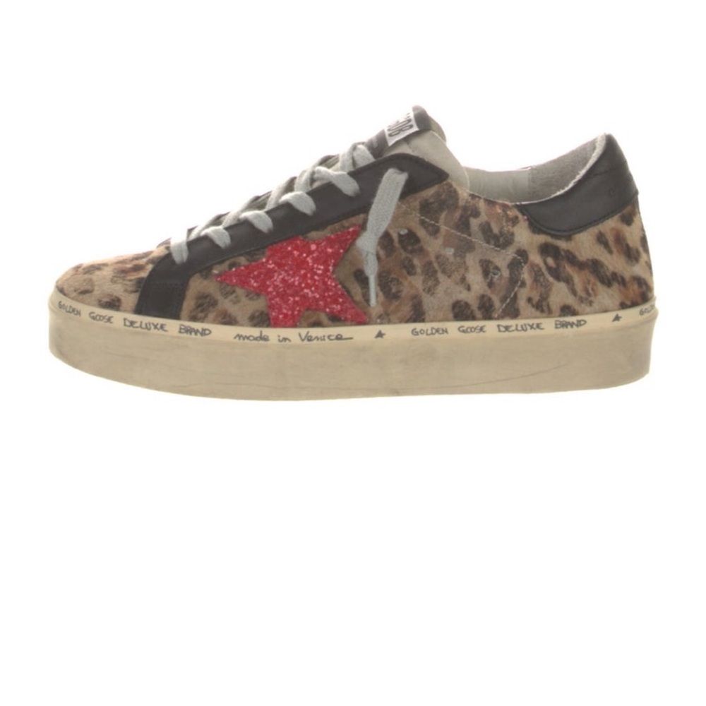 Golden Goose Leopard Print Sneakers with Red Star - Picture 3 of 7